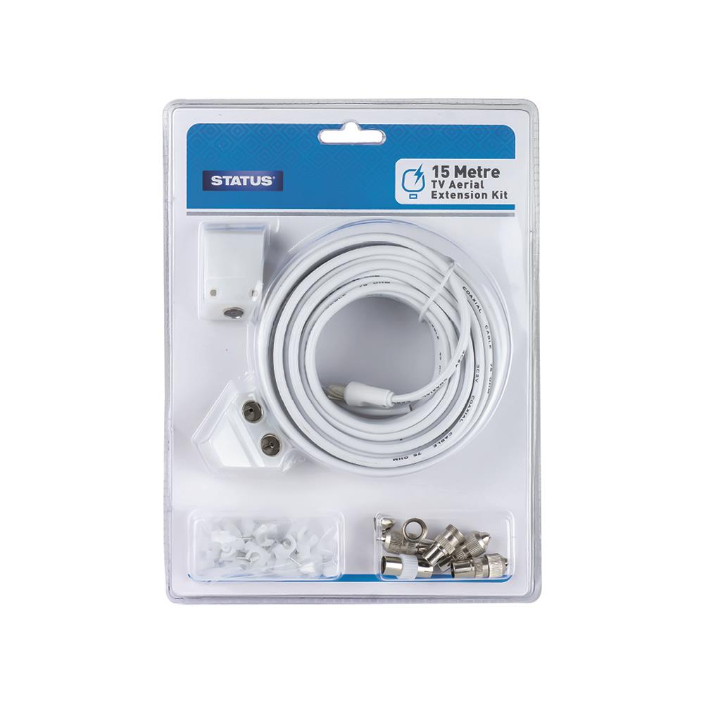 Status White TV 15 Metre Aerial Extensions Kit Adaptor Status White TV 15 Metre Aerial Extensions Kit Adaptor